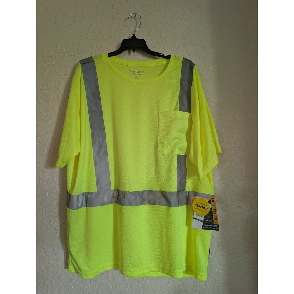 NEW Bass Creek Reflective T-shirt Men 2XL Yellow Short sleeve Class 2 Safety